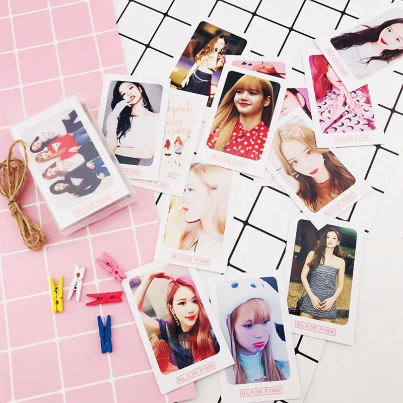Самодельные BLACKPINK LOMO карты Альбом k-pop 32 шт./компл. бумага популярные звезды фото карты Новая мода с веревкой и зажимом Diy
