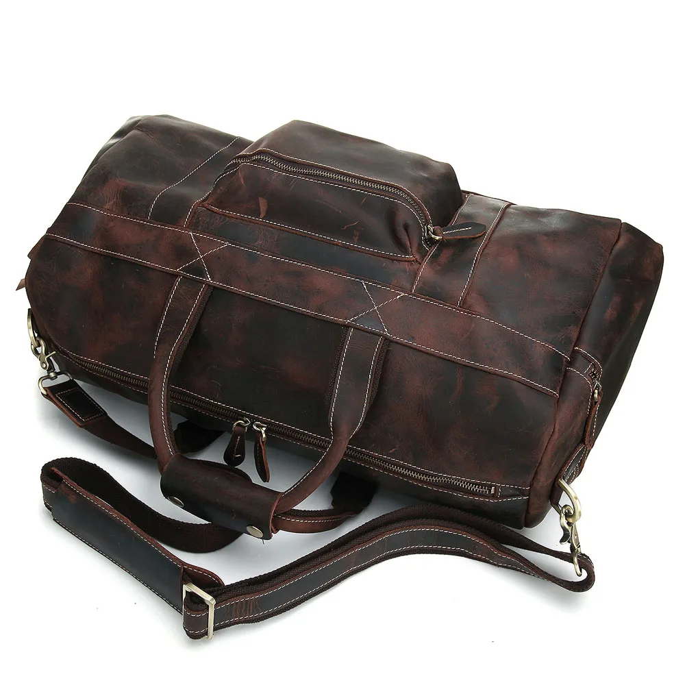 BOLEKE Men Thick Crazy horse leather travel bag Cow duffel vintage genuine luggage tote messenger | Багаж и сумки