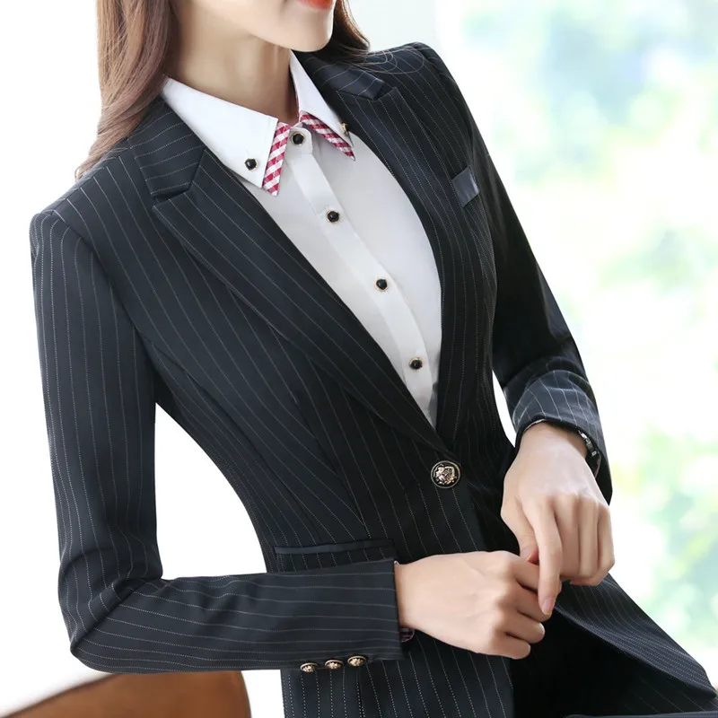 Женский костюм с юбкой в полоску длинным рукавом|ladies wear suits|blazer fashionblazer blazer |