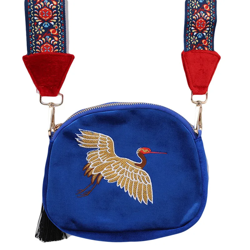 Мини бархатные модные сумки на плечо с вышивкой и ремешком дизайнерские