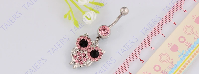 Кольцо для пирсинга пупка в виде совы кольцо 14 г хирургический стальной стержень