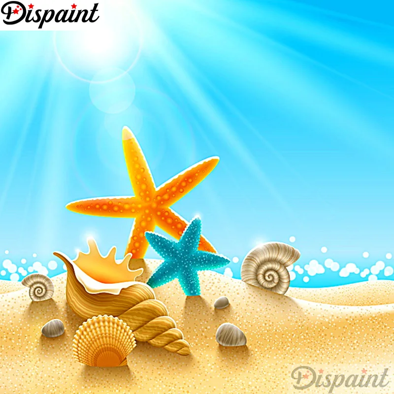 

Dispaint Full Square/Round Drill 5D DIY Diamond Painting "Sea star beach scenery" Embroidery Cross Stitch 3D Home Decor A11084