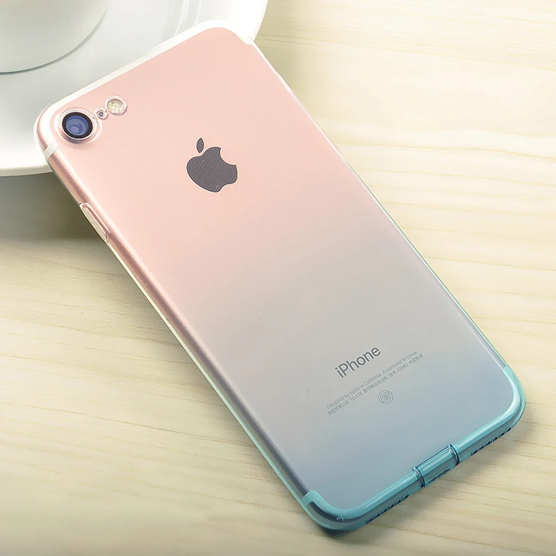 Gradient Green Милый дышащий чехол s для iPhone 7 8 Plus, роскошный чехол, Мягкий ТПУ силиконовый градиентный чехол, твердый пластик 8 Plus - Цвет: Gradient Green