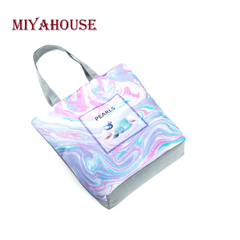Летняя Пляжная сумка Miyahouse женская через плечо Холщовая Сумка тоут с красочным