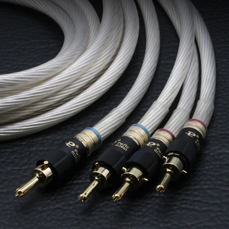 Кабель hifi для динамиков провода пара 5N однокристальный серебристый аудиокабель