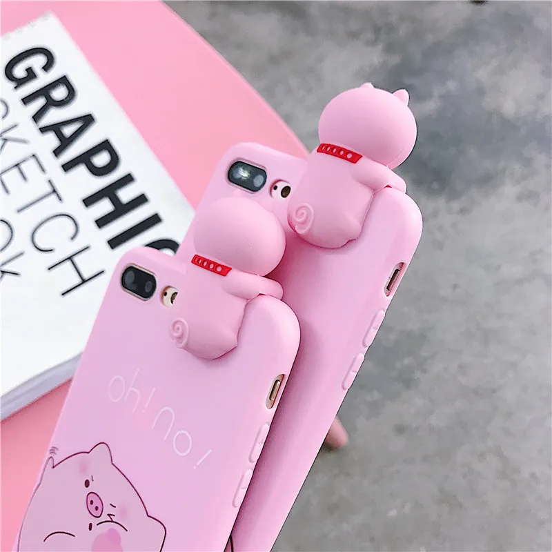 Забавный мультфильм Свинья розовый чехол для iPhone х 6 6S 7 8 Plus X XR XS MAX ТПУ Мягкая