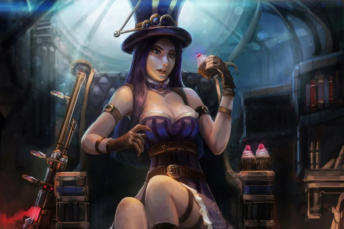

canvas fabric poster print (frame available) caitlyn cake sheriff piltover LOL girl PDM252 wall art room decor home decoration