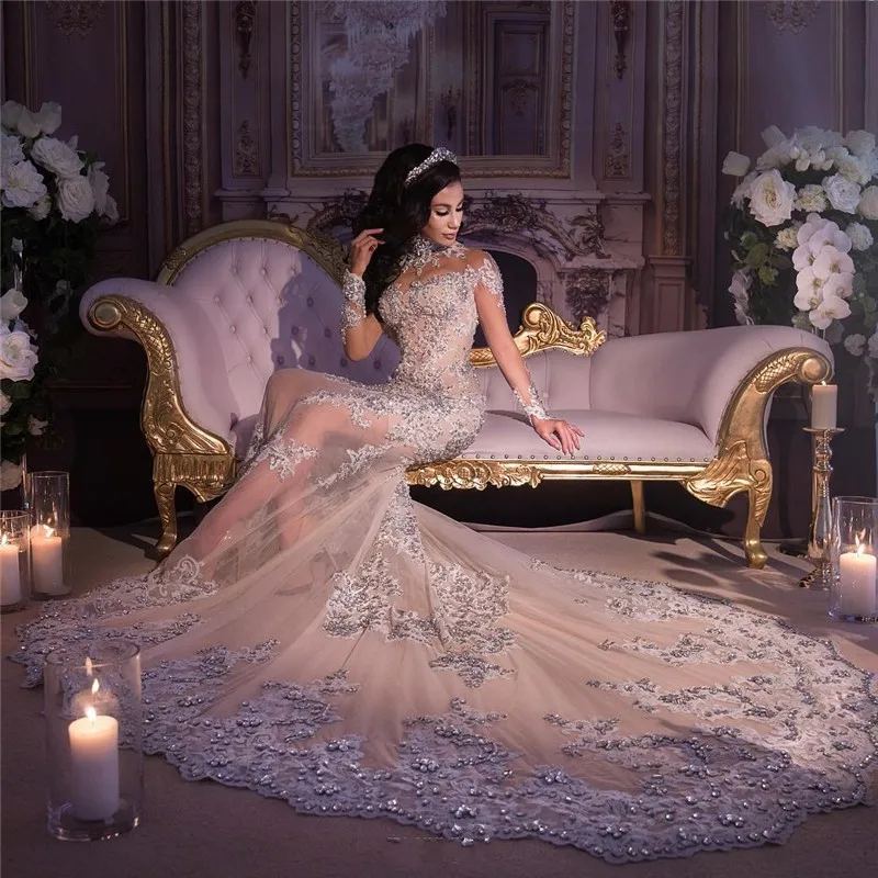 Robe de mariage 2020 роскошные сексуальные свадебные платья русалки со съемным шлейфом с