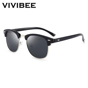 VIVIBEE Classical Square Men Sunglasses Woman Sun Glasses Polarized Man Blue Mirror Lens Driver Top 