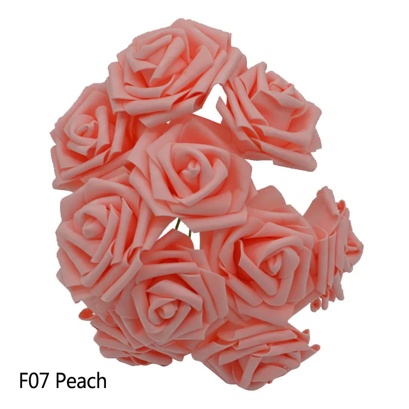 F07 peach 17 видов цветов 10 голов 8 см искусственные розы Свадебные невесты букет полиэтиленовый пенопласт Скрапбукинг DIY поставки розы домашний декор - Цвет: F07 peach