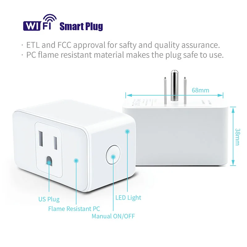 Meross MSS110 Wi-Fi Smart Plug Мини Alexa и Google Voice Управление занимает только одна розетка