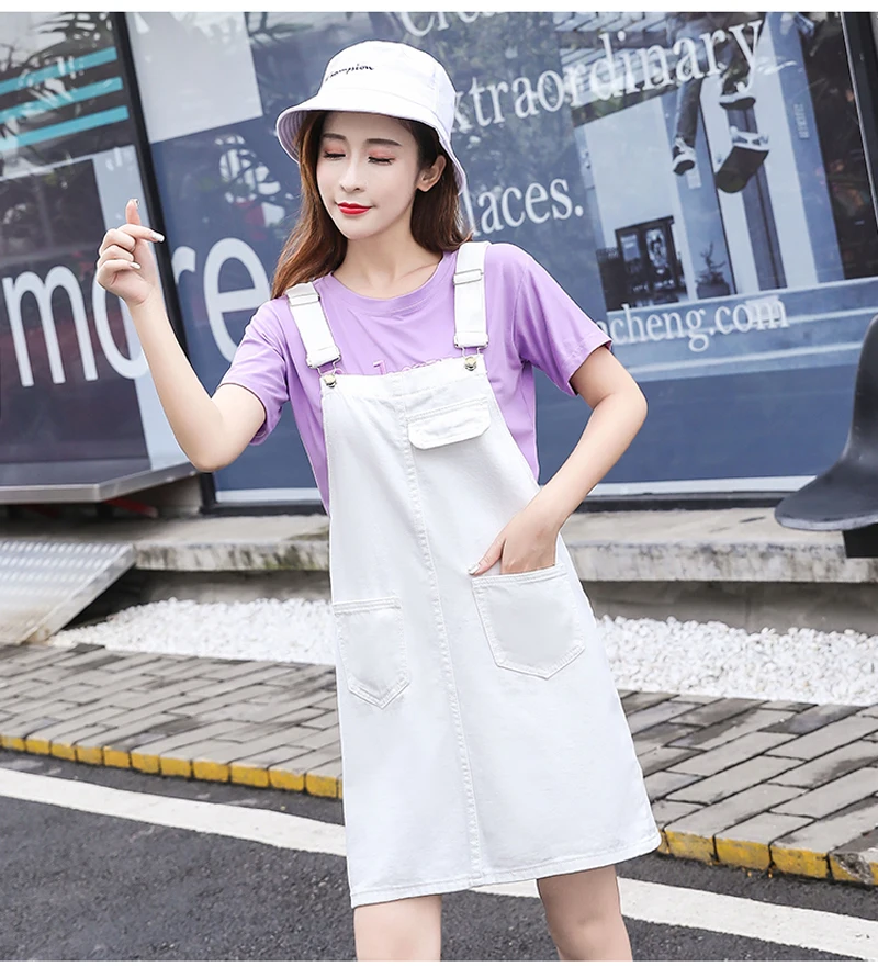 Lucyever Harajuku джинсовое платье женские летние джинсы на подтяжках без рукавов повседневные черные белые Большие размеры вечерние платья S-5XL