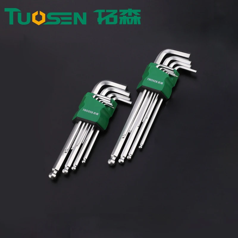 TUOSEN 9 шт. CR-V сталь l-образный шестигранный ключ инструменты для ремонта мощный Тип шестигранный ключ набор шаровой головкой niversal ключ шестигранный