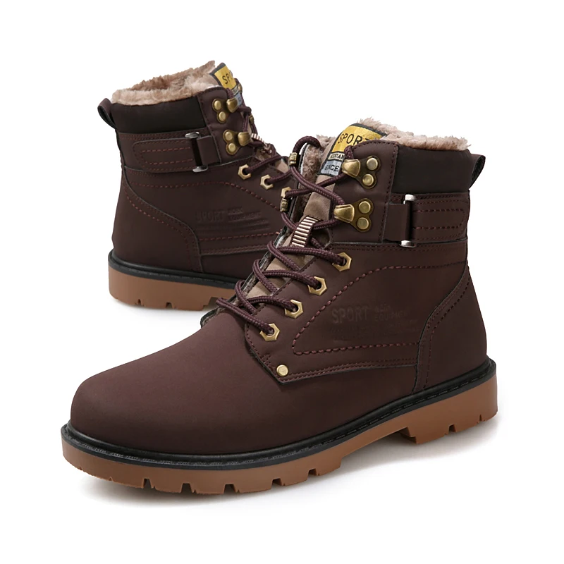 JKPUDUN Winter Mens Fur Army Military Boots Leather Shoes Italian Fashion Designer Hunting Man Botas Hombre Plus Size Bot | Обувь