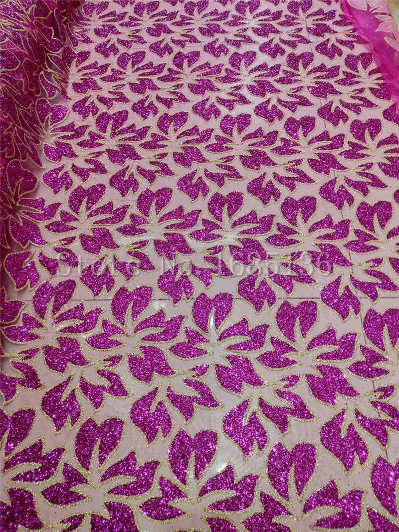 shinning hot pink color with gold edge glued glitter net Lace Fabric H-91401 Glued Glitter tulle fabric for sexy dress | Дом и сад