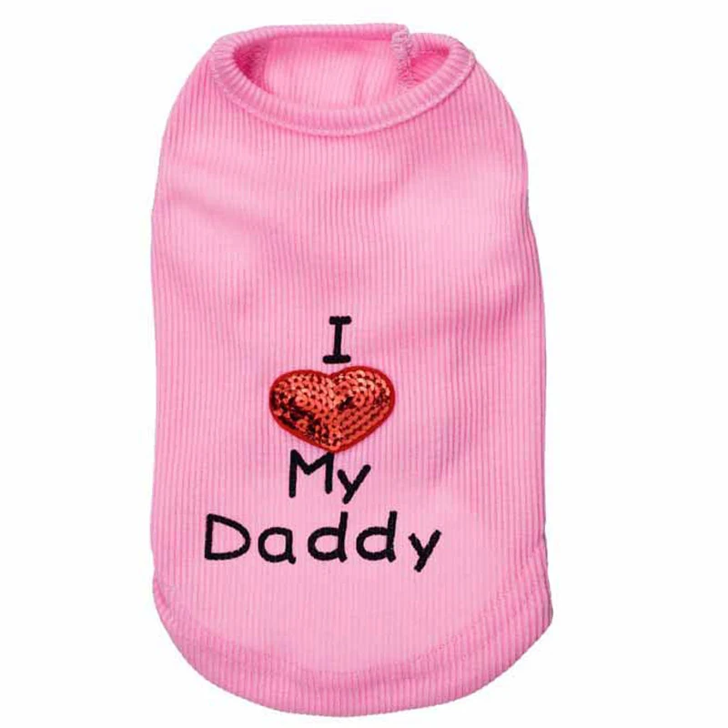 Breathable Summer Dog Vest Shirt Clothes Coat Pet Cat Puppy Cotton Vests I LOVE MY DADDY MOMMY Clothing For Dogs Costumes XXS-L | Дом и сад