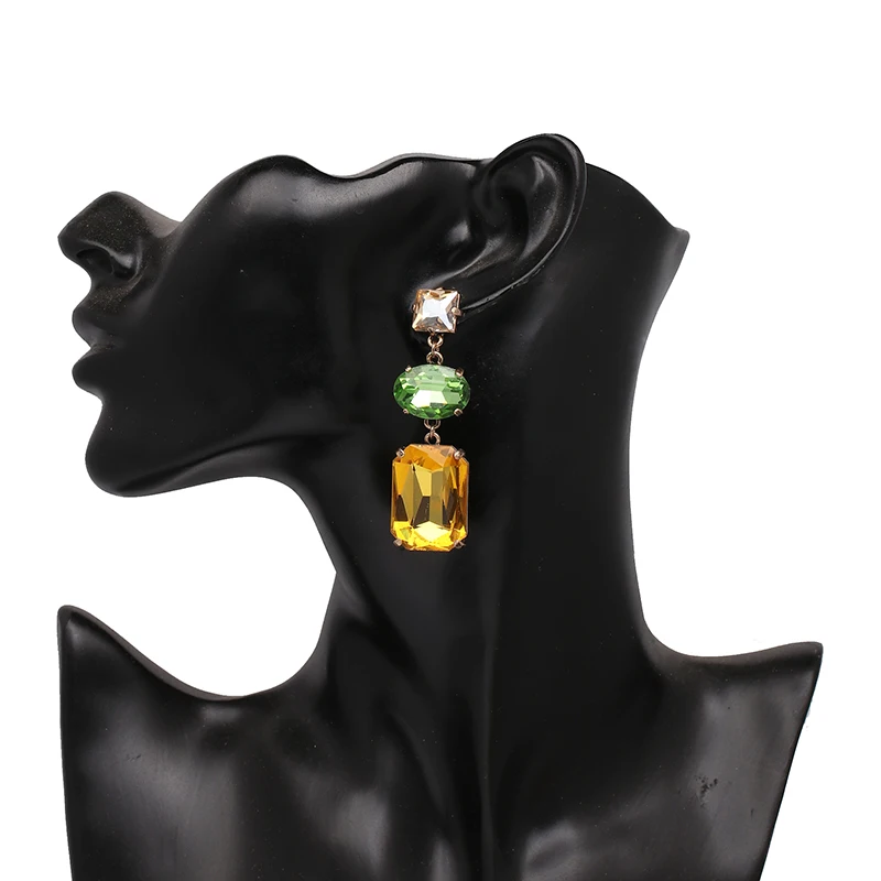 

Wholesale New Square Rhinestones Earrings Bohemian Rhinestone Statement Earrings Jewelry Crystal Drop Earrings For Girls