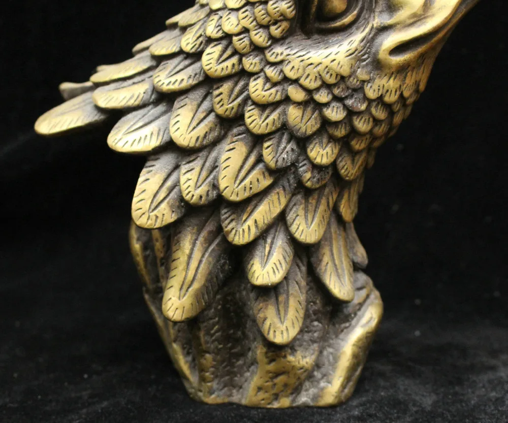 Marked Chinese Fengshui Bronze Brass eagle king of birds Hawk Head Bust Statue | Дом и сад