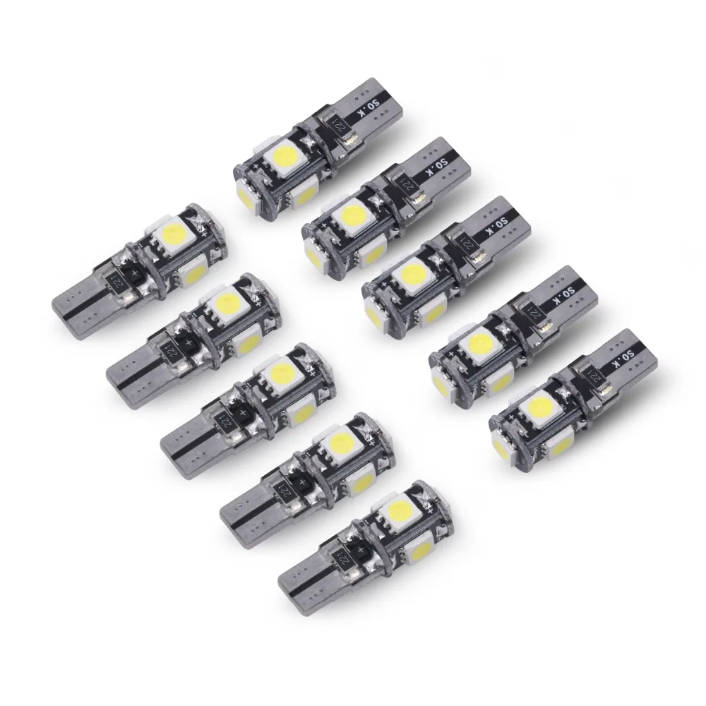 10X Высокое качество T10 CANBUS 5SMD 5050 194 W5W 501 светодиодный белые Автомобильные Боковые