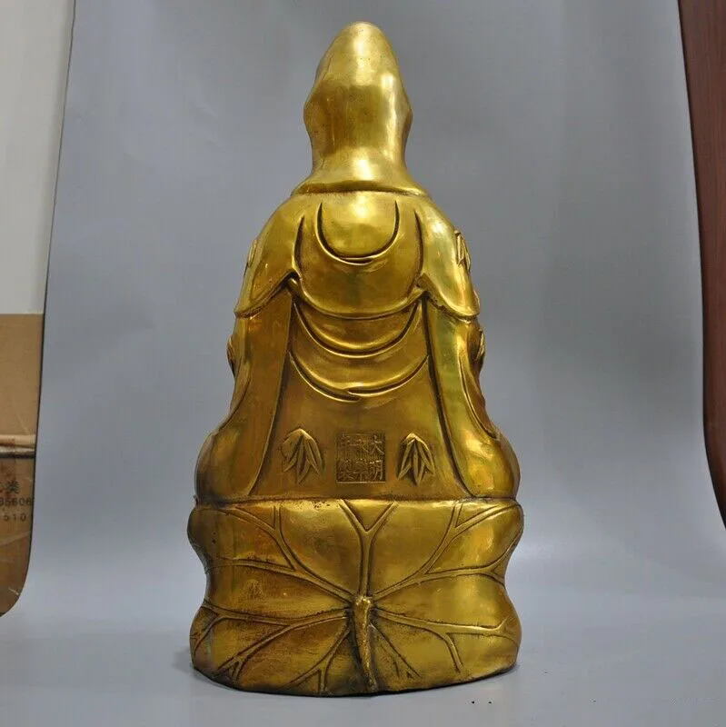 

wedding decoration China Buddhis bronze copper sit lotus Guanyin Bodhisattva Buddha statue