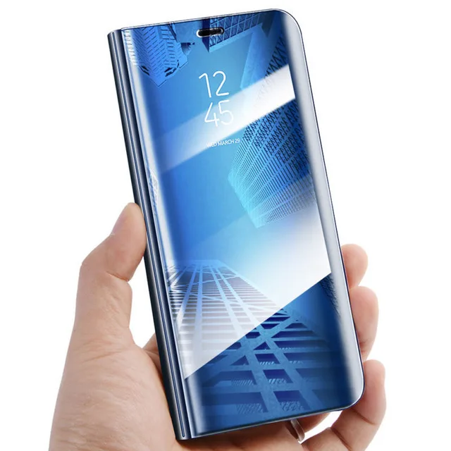 Blue Зеркало Smart View чехол huawei Nova 3 3E 3i 2i 4 4E P10 P20 P30 Y5 Y6 Y7 Y9 Prime Honor 8X8 S 8A 8C 8 Lite 7A 7C Pro - Цвет: Blue