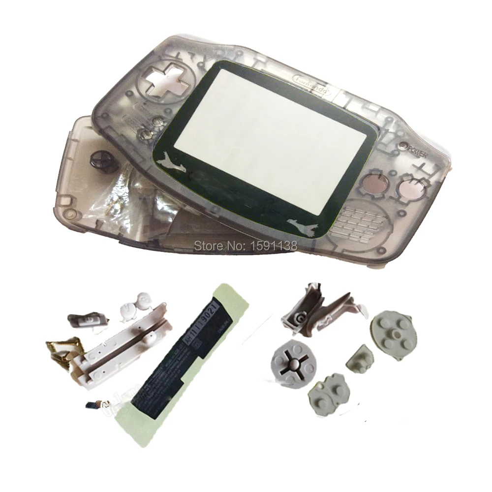 Новый прозрачный черный корпус с запасными частями для консоли GameBoyAdvance крышка