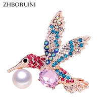 zhboruini 2019 pearl brooch bird pearl breastpin natural freshwater pearl jewelry for women high guality enamel eagle pin gift