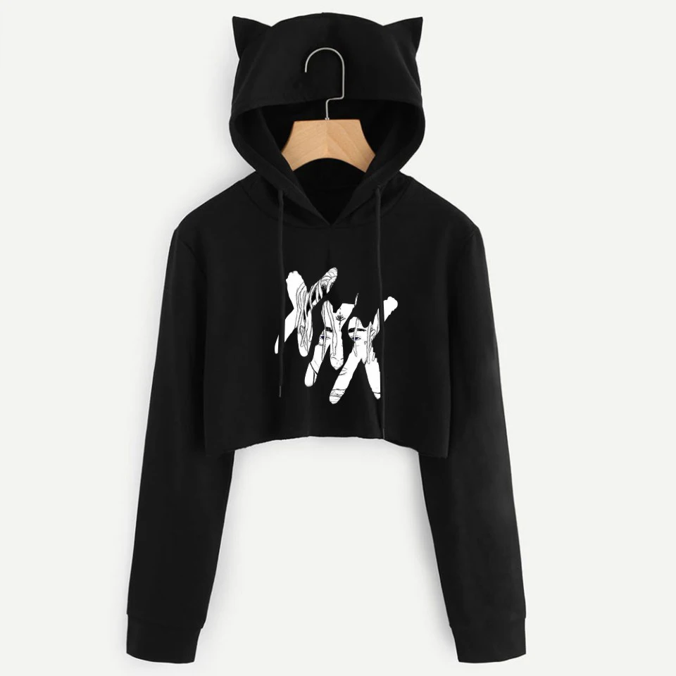 Укороченные толстовки Xxxtentacion с длинным рукавом свитшот женский сексуальный