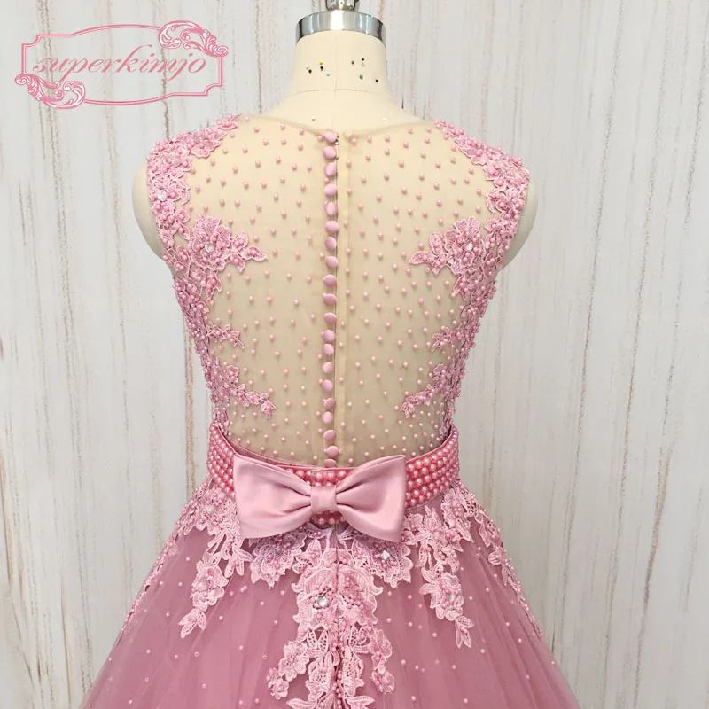 SuperKimJo Vestido De Fiesta Boda Выпускные платья Длинные розовые без рукавов для выпускного