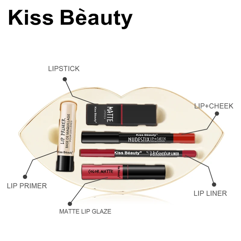 Поцелуй красота Maquillaje Profesional 8 комплект цветной косметики макияж губная помада