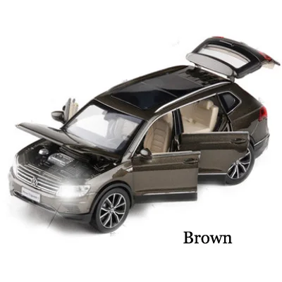 Brown 1/32 Фольксваген Tiguan L SUV, сплав, звук и светильник, модель автомобиля, 6 дверей, может открываться, Игрушечная модель автомобиля для детей, подарки на день рождения - Цвет: Brown