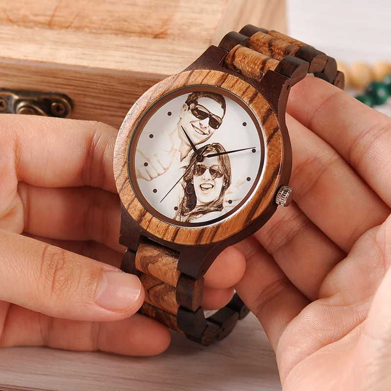 Пользовательские логотип печать свой собственный фото мужские часы уникальные