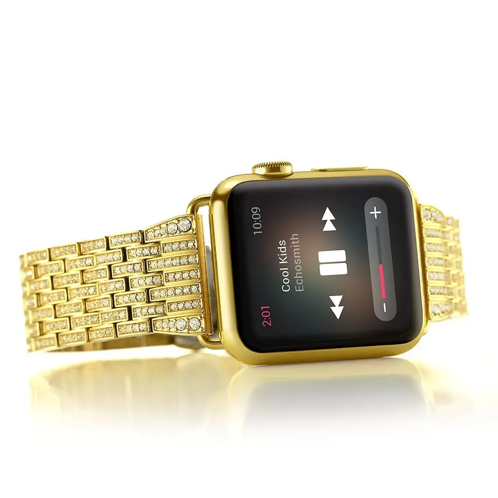 Ремешок из нержавеющей стали для apple watch 44 мм 40 металлический браслет с пряжкой