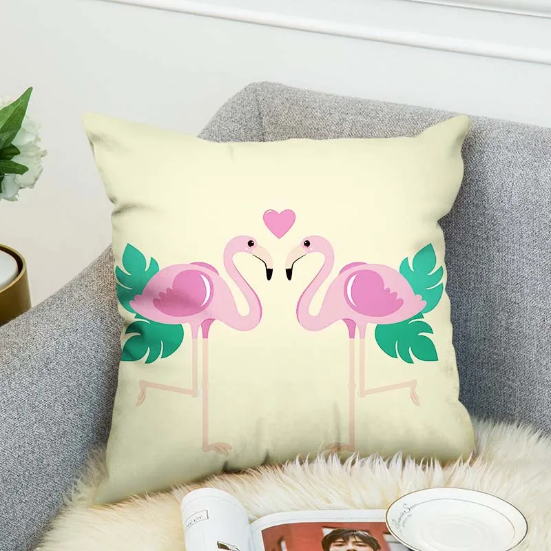Двухсторонняя наволочка с 3d-рисунком фламинго декоративный чехол для подушки