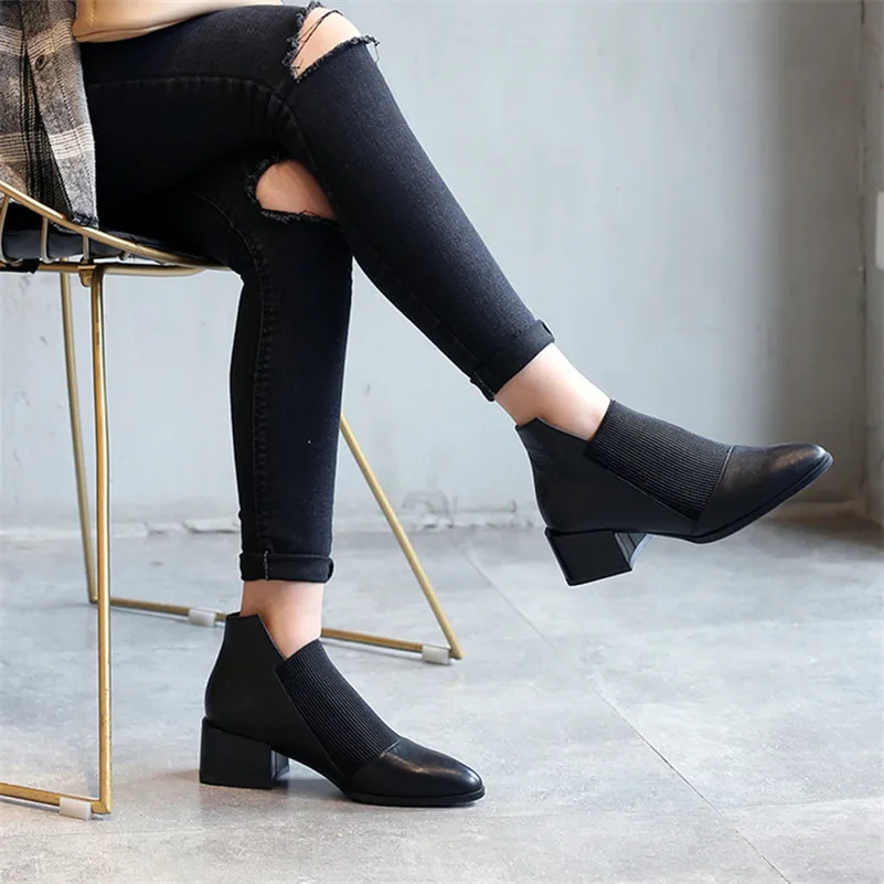 Женские туфли-лодочки FEDONAS с острым носком на квадратном каблуке из натуральной