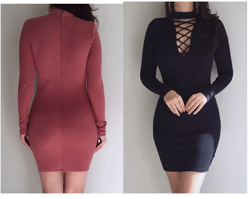 Женское трикотажное облегающее платье футляр с перекрещивающимся передом