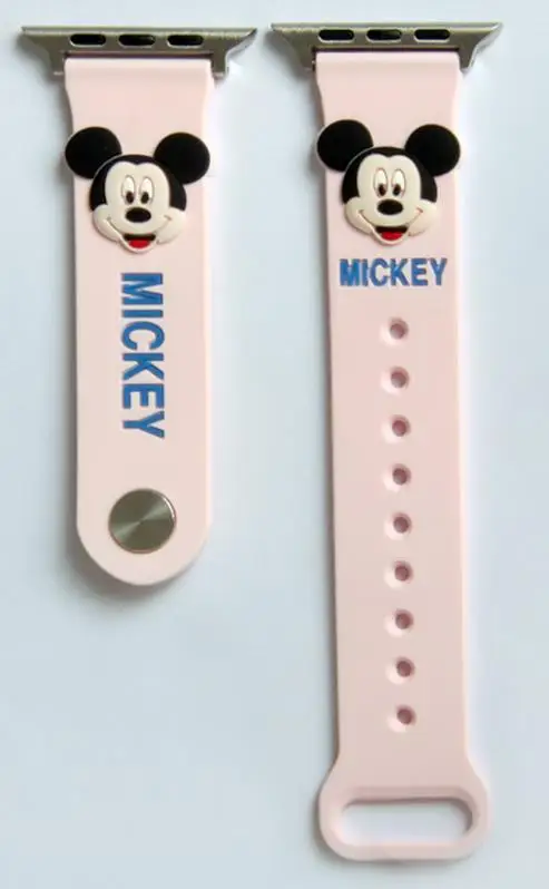 strap Часы с рисунком Minnie на циферблате Ремешки для наручных часов мягкий чехол для iWatch серии 1234 чехол для Apple Watch 38 мм 44 мм 42 мм милые уши Микки Мауса и 40 мм - Цвет ремешка: strap
