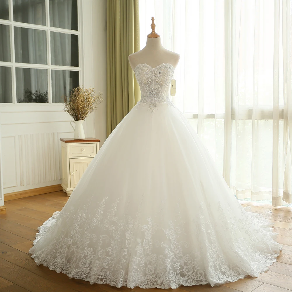 BEPEITHY Sexy Sheer Lace Crystal Ball Gown Wedding Dress Casamento Sweetheart Vintage Princess Bridal Dresses Vestido De Novia | Свадьбы и