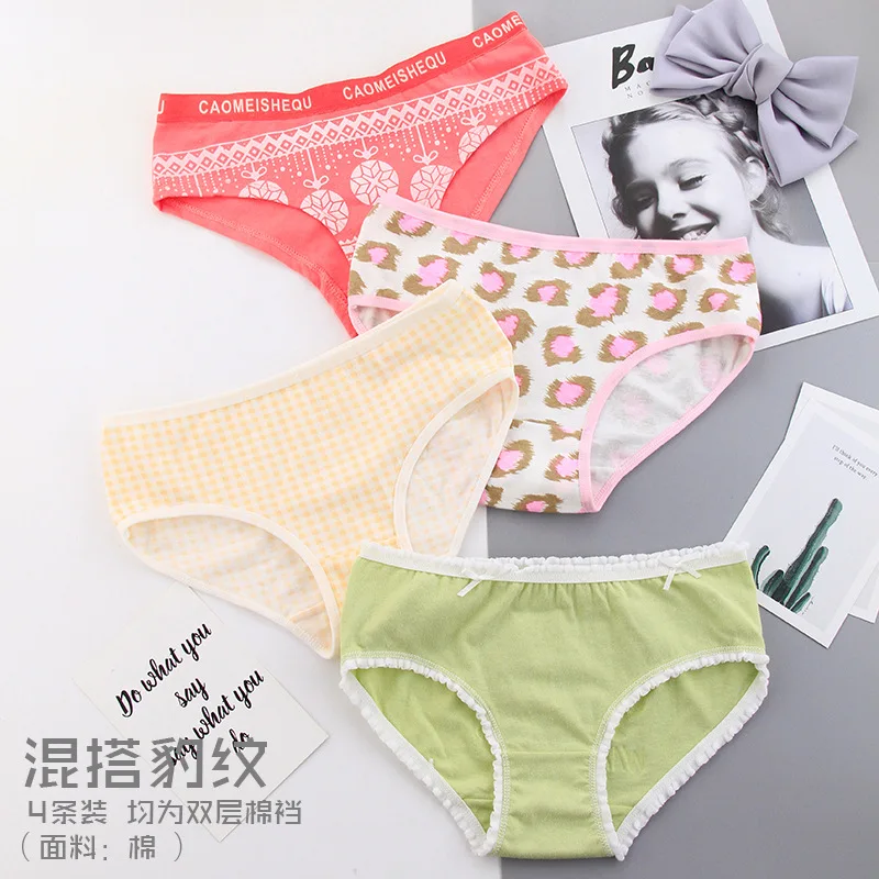 Трусики женские клетчатые с бантом 4 шт./лот|Трусики| |