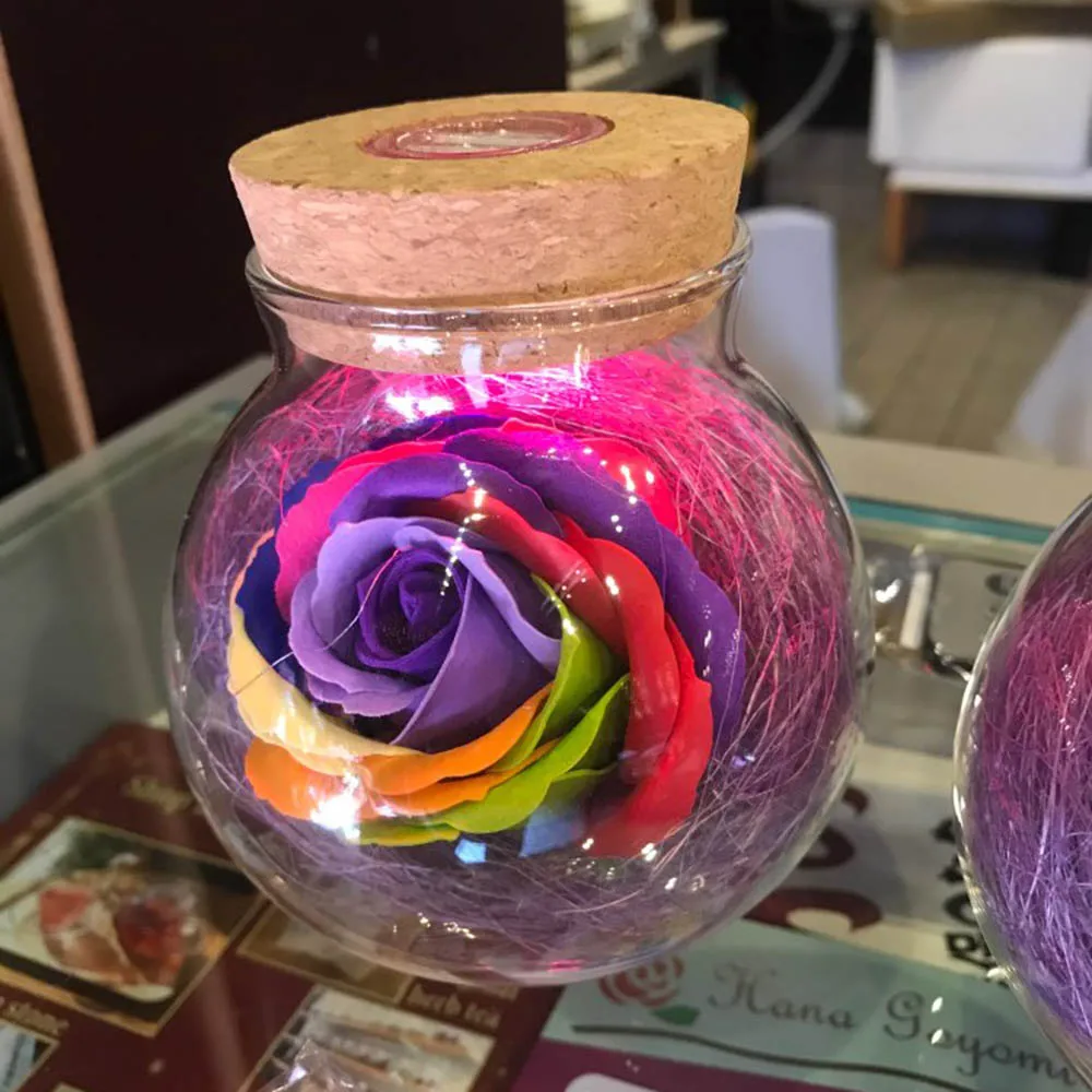 Светодиодный романтическая лампочка RGB лампа с диммером Роза ваза свет пультом