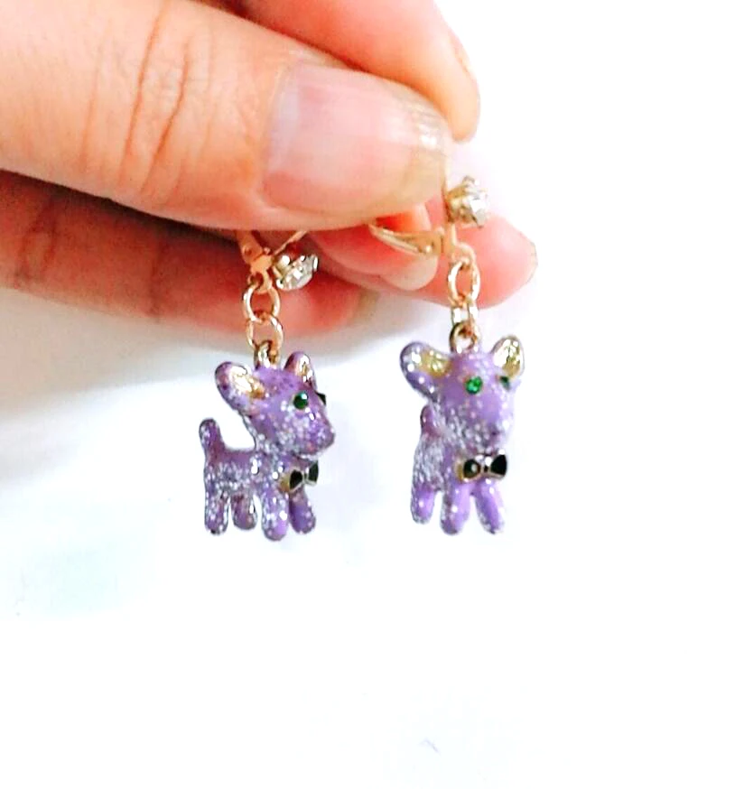 CSxjd эмалированная глазурь милые блестящие фиолетовые серьги с собаками гвоздики