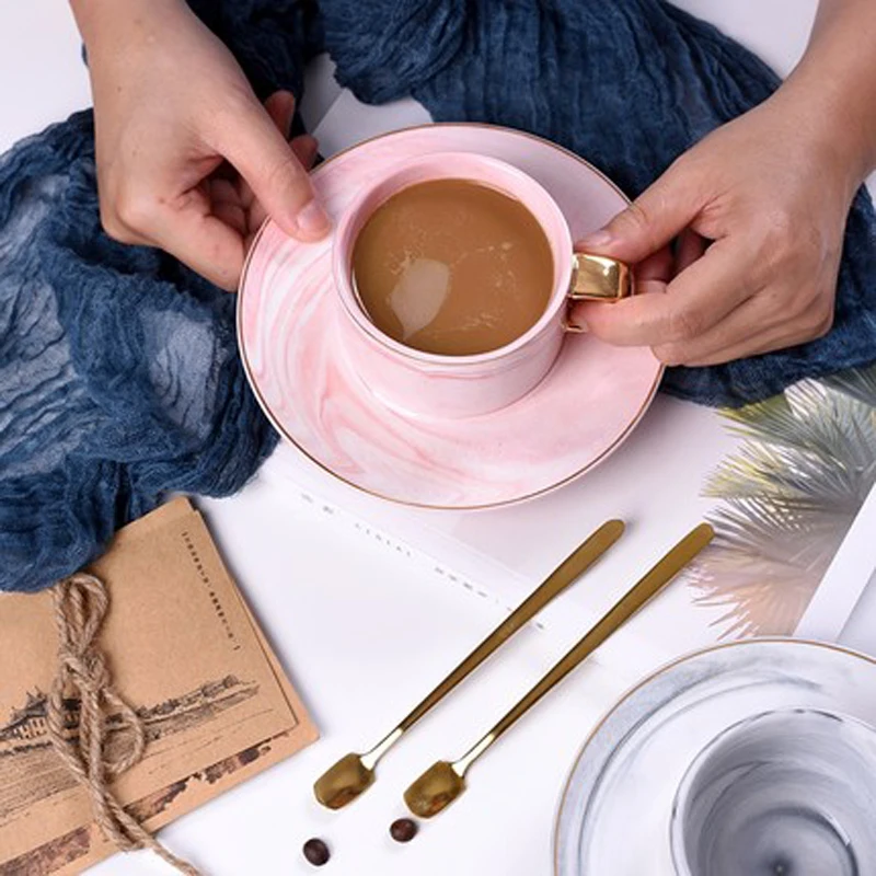 Роскошные керамические кружки с мраморным узором кофейная чашка наборы блюдец