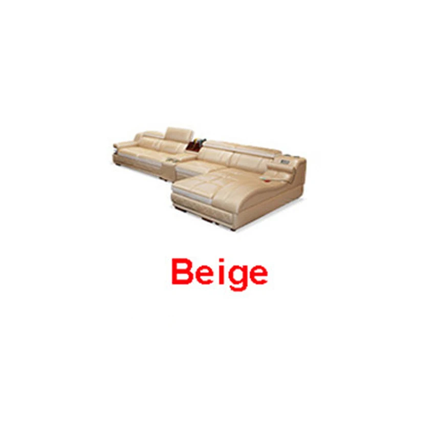 Beige 4 Местный Кожаный диван для гостиной с функцией массажа вращающееся кресло мебель для дома современный каркас мягкая губка L форма - Цвет: Beige