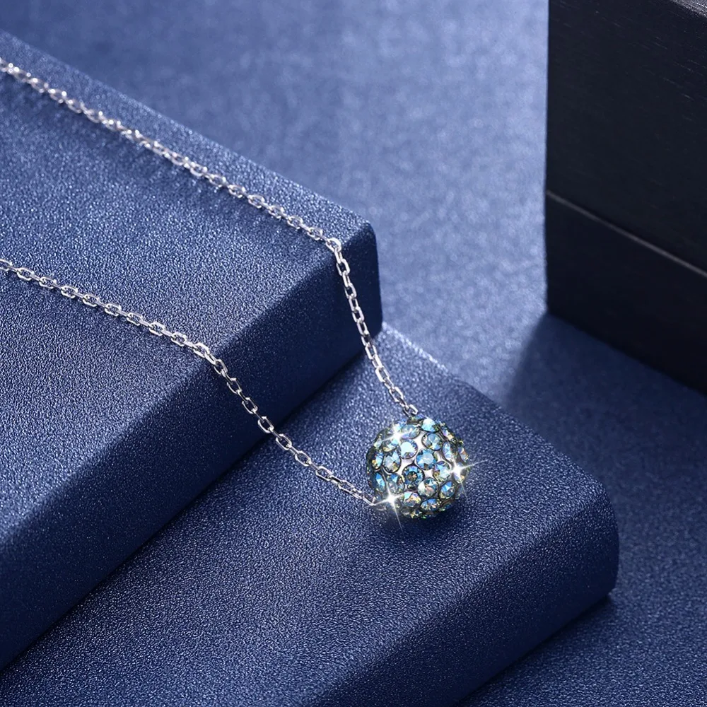 Lekani Colorful Ball Pendant Necklaces Crystals From Swarovski 925 Sterling Silver Beads Collars Fine Jewelry For Women Girls | Украшения и