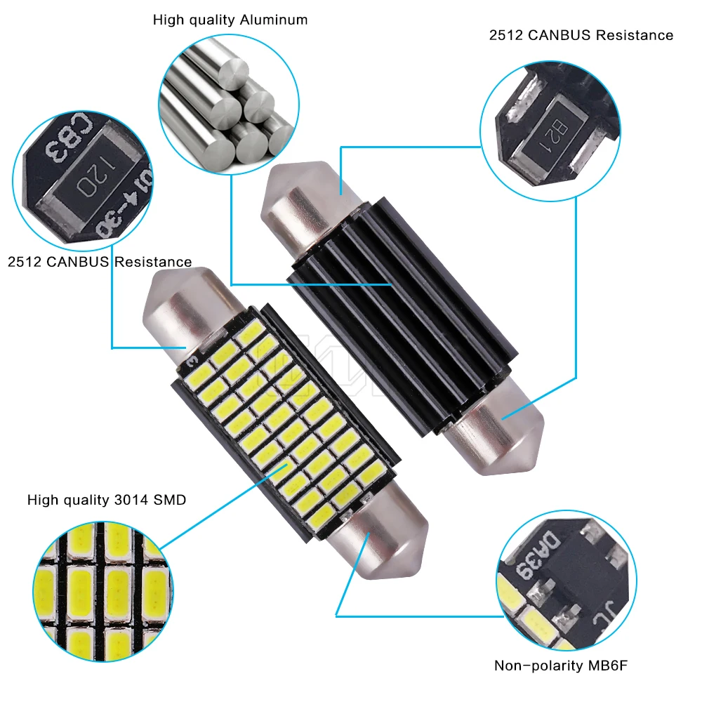 400x39 мм гирлянда светодиодная купольная C5W 3014 30SMD Canbus Автомобильная дверь