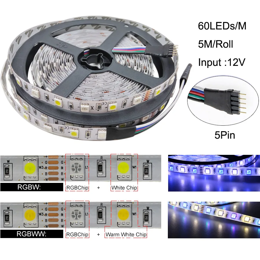 RGBW светодиодный светильник 15 м светодиодный светильник ing RGB теплый IP20/IP65 водонепроницаемый SMD 5050 Светодиодный ленточный светильник+ DC 12 В питание+ UFO WiFi управление
