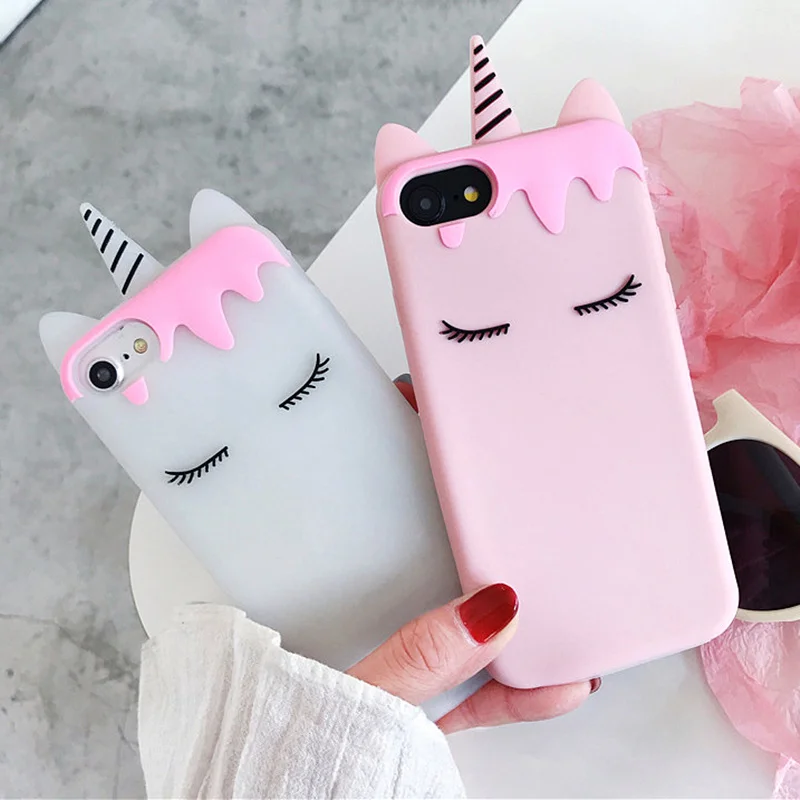 Luxury 3D Cartoon Candy Unicorn Phone Case for iPhone 5 5S 5SE 6 6S 7 8 Plus X Cases Soft Silicone Back Cover Capa Fundas | Мобильные