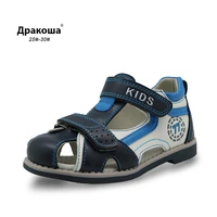 apakowa new kids summer shoes closed toe toddler boys sandals arch support orthopedic sport pu leather little boys sandals shoes