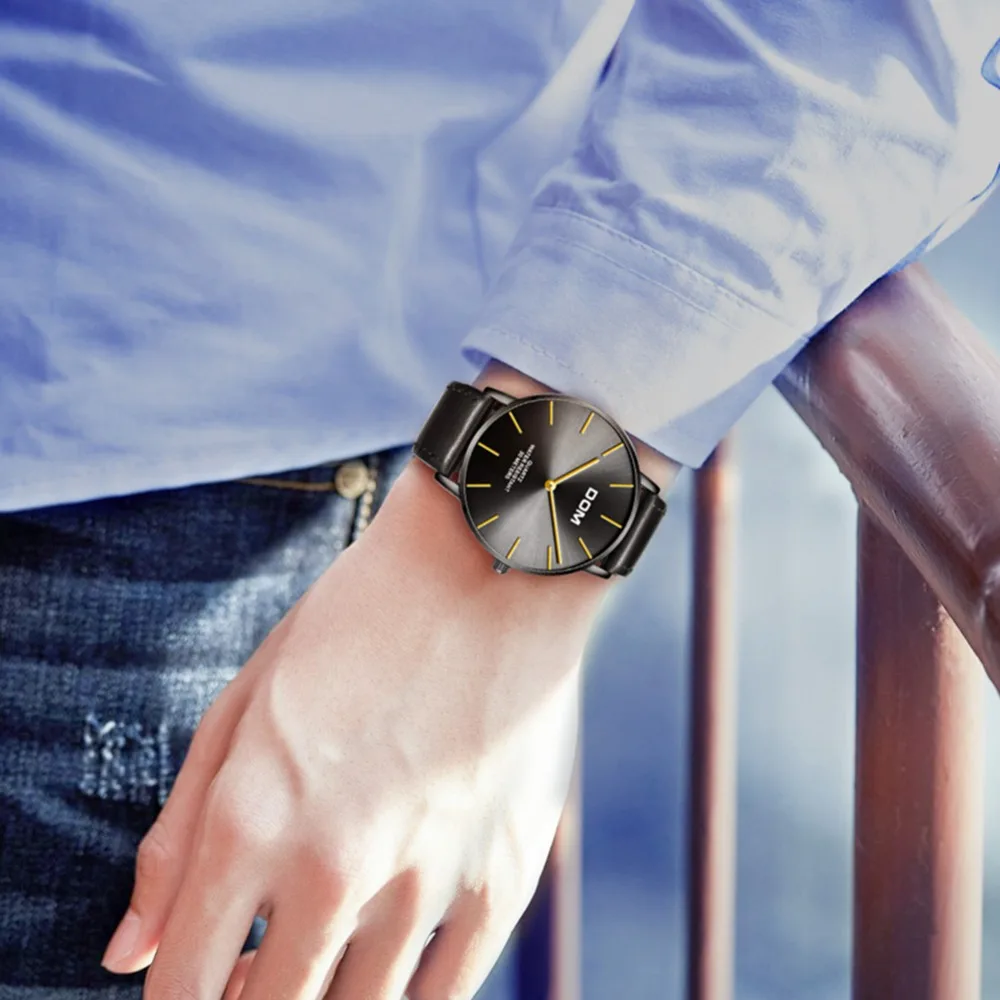 Часы DOM минималистичные мужские роскошные брендовые наручные часы модные