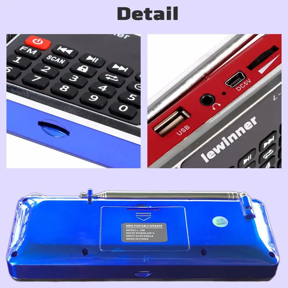 lewinner L-288 портативный fm-радио динамик музыкальный плеер с TF картой USB диск вход ЖК-экран динамик s